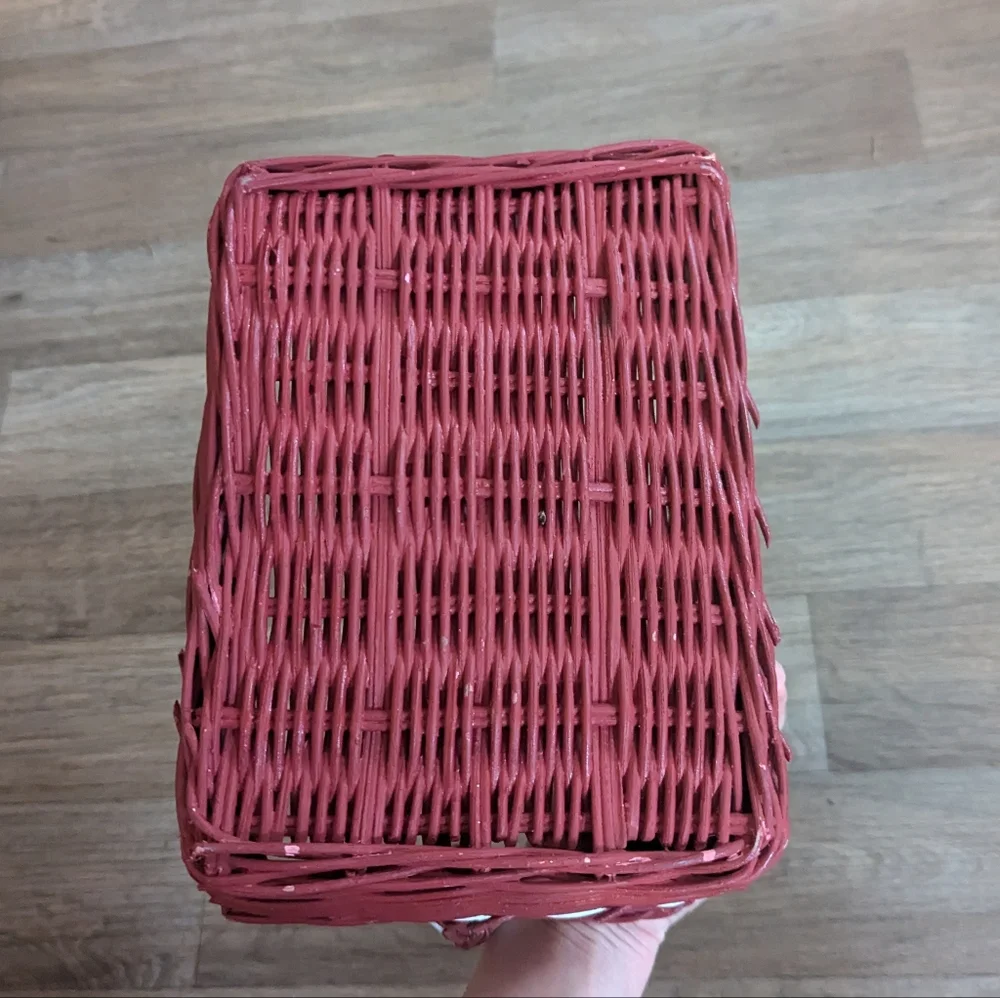 Vintage Santa Christmas Woven Basket Decor